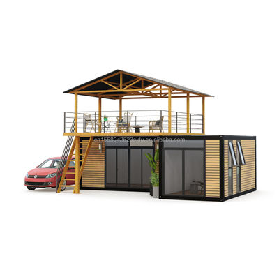 Intelligente Modulare Prefabbricato Tiny House Colorato Personalizzato Flat Pack Case in legno con tubi quadrati in acciaio galvanizzato
