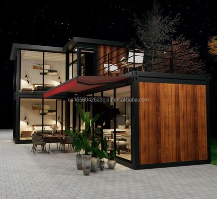 Tubi quadrati in acciaio galvanizzato Struttura principale Case container per lusso Prefabbricati con due camere da letto