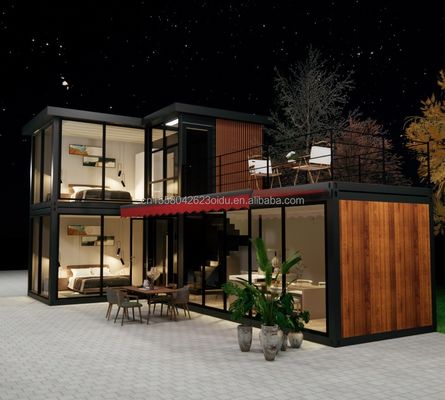 Tubi quadrati in acciaio galvanizzato Struttura principale Case container per lusso Prefabbricati con due camere da letto