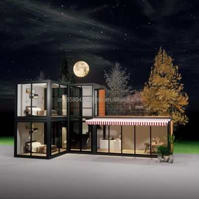 Tubi quadrati in acciaio galvanizzato Struttura principale Case container per lusso Prefabbricati con due camere da letto