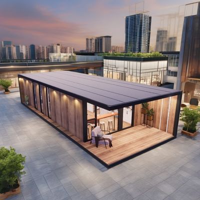 Casa in contenitore prefabbricata di design moderno all'aperto con finestra in alluminio e colore personalizzato in pannello sandwich