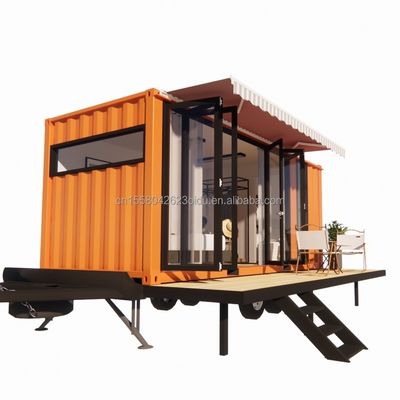 Moderna Mini Mobile Tiny Trailer Container House con telaio in acciaio Galvanizzato Steel Bending e Sandwich Panel Materiale Ruote