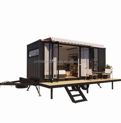 Moderna Mini Mobile Tiny Trailer Container House con telaio in acciaio Galvanizzato Steel Bending e Sandwich Panel Materiale Ruote