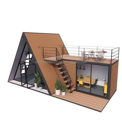 Casa di struttura in acciaio a forma di A in legno personalizzabile e resistente per case triangolari prefabbricate moderne