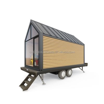 Tubi quadrati in acciaio galvanizzato Casa su ruote di contenitori in legno triangolare moderna per vendite di caffè all'aperto e stile di design