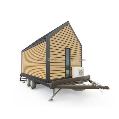 Tubi quadrati in acciaio galvanizzato Casa su ruote di contenitori in legno triangolare moderna per vendite di caffè all'aperto e stile di design