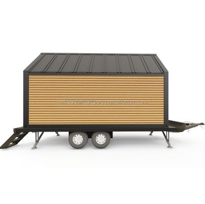 Tubi quadrati in acciaio galvanizzato Casa su ruote di contenitori in legno triangolare moderna per vendite di caffè all'aperto e stile di design
