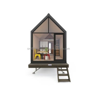 Tubi quadrati in acciaio galvanizzato Casa su ruote di contenitori in legno triangolare moderna per vendite di caffè all'aperto e stile di design