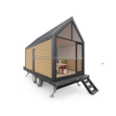 Tubi quadrati in acciaio galvanizzato Casa su ruote di contenitori in legno triangolare moderna per vendite di caffè all'aperto e stile di design