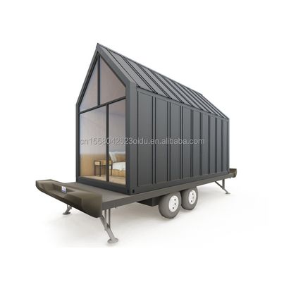 Tubi quadrati in acciaio galvanizzato Casa su ruote di contenitori in legno triangolare moderna per vendite di caffè all'aperto e stile di design
