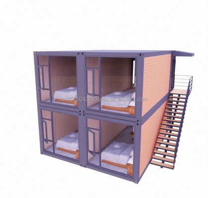 Moderno design 20ft o 40ft Casa contenitore a due piani con quattro camere da letto per ville prefabbricate o ufficio combinato