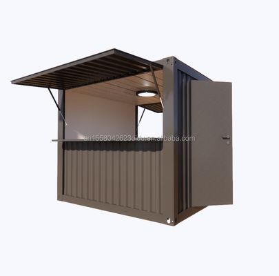 Custom Modern Design Coffee Kiosk 10ft Container Style con finestre in lega di alluminio e soluzione chiavi in mano in acciaio esterno