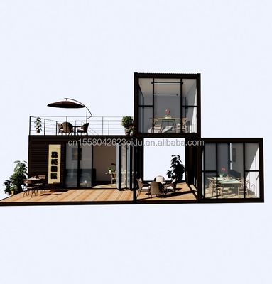 Casa di contenitori prefabbricata di design moderno con acciaio piatto e pannello sandwich all'aperto