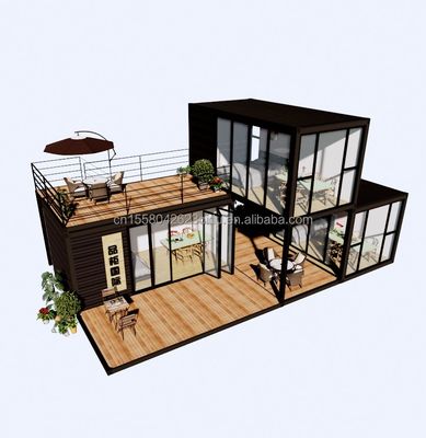 Casa di contenitori prefabbricata di design moderno con acciaio piatto e pannello sandwich all'aperto