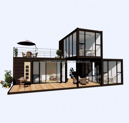 Casa di contenitori prefabbricata di design moderno con acciaio piatto e pannello sandwich all'aperto