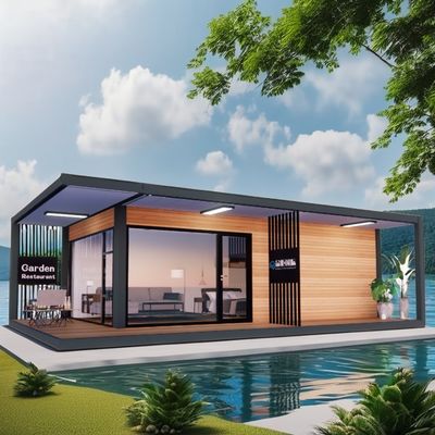 Moderno design 20ft/40ft Prefabbricato Container House con casa in vetro di legno