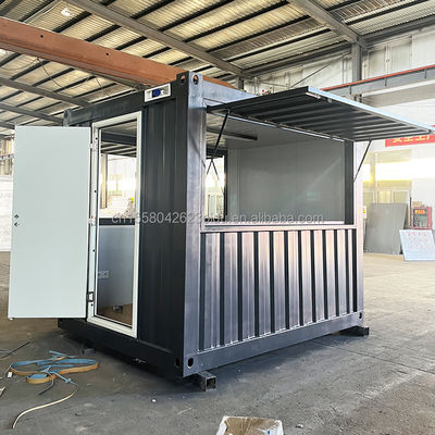 Negozio prefabbricato Pop Up Cafe Bar personalizzato in contenitori da 10 e 20 piedi Negozi di caffè con tubi quadrati in acciaio galvanizzato