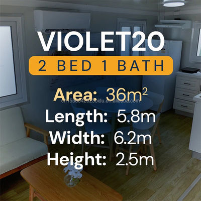 Casa in contenitore espandibile da 20 piedi con due camere da letto e finestre in lega di alluminio in stile moderno