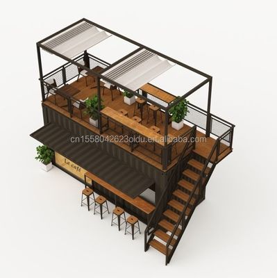 Cornice di acciaio in acciaio galvanizzato pieghevole 180g 20ft pieghevole lusso prefabbricato portabile contenitore da caffè per prodotti