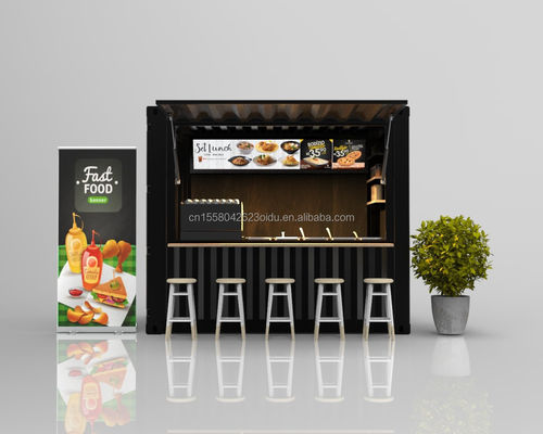 Struttura principale 20ft Container Coffee Bar Fast Food Mini Pop-up Shop Case da caffè con tubi quadrati in acciaio galvanizzato