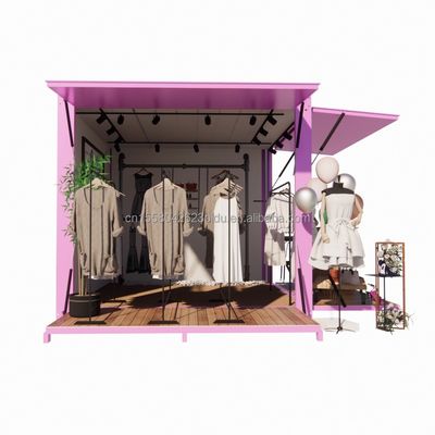 Promozione alberghiera 10ft Pop-up container negozio di abbigliamento con telaio in acciaio e piegatura in acciaio galvanizzato