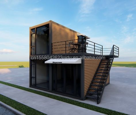 Salotto all'aperto Piccole case di lusso di due piani Villa in acciaio prefabbricata moderna Modulare Prefabbricato Container House