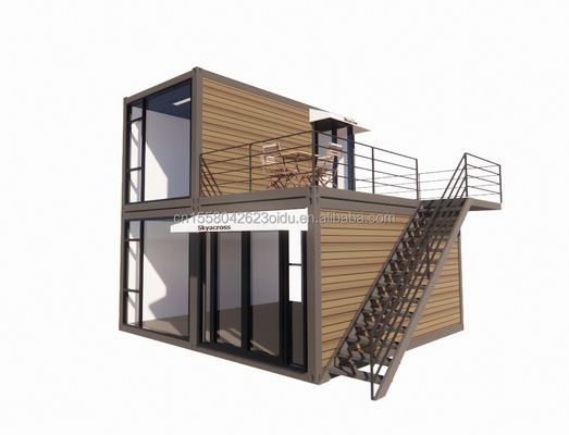 Salotto all'aperto Piccole case di lusso di due piani Villa in acciaio prefabbricata moderna Modulare Prefabbricato Container House