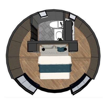 Tubi quadrati in acciaio galvanizzato Struttura Casa rotonda in legno CE Casa di container moderna di lusso con finestre in lega di alluminio