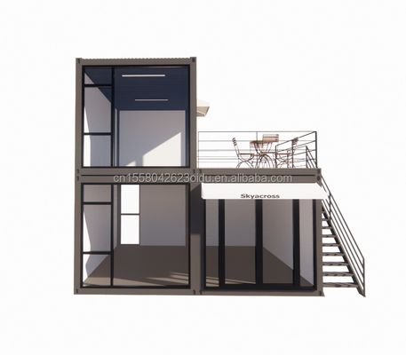 Salotto all'aperto Piccole case di lusso di due piani Villa in acciaio prefabbricata moderna Modulare Prefabbricato Container House