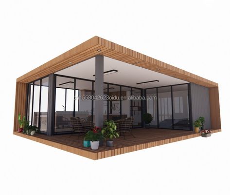 2 camere da letto Prefabbricato Piccola casa fatta di materiale in acciaio per il design moderno Casa residenziale in legno in ufficio all'aperto