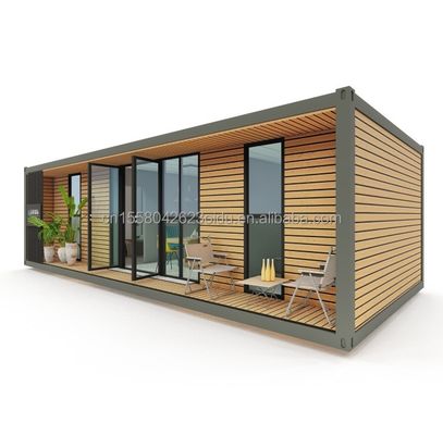40ft Luxury Container Casa di legno con 2 camere da letto Prefabbricato Home Office Moderno Design Acciaio Galvanizzato Piega 180g