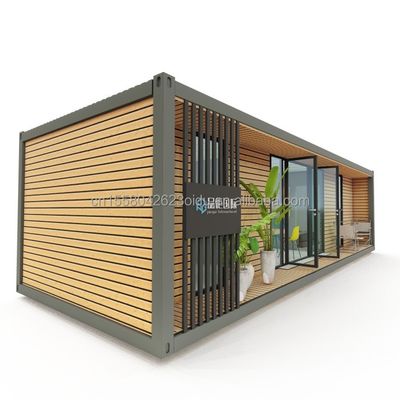40ft Luxury Container Casa di legno con 2 camere da letto Prefabbricato Home Office Moderno Design Acciaio Galvanizzato Piega 180g