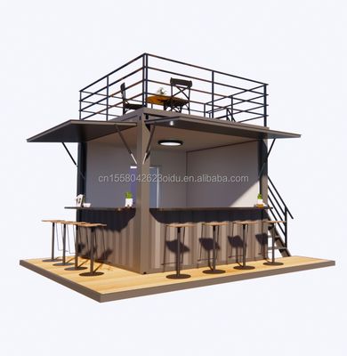 10ft Prefabbricato Ristorante Negozio di cibo di strada Chiosco Contenitore Pop Up Mobile Mini Container di spedizione con design hotel
