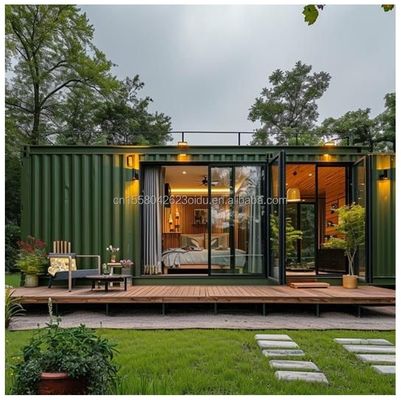 Casa in contenitori in acciaio prefabbricata per abitazioni all'aperto in foreste residenziali