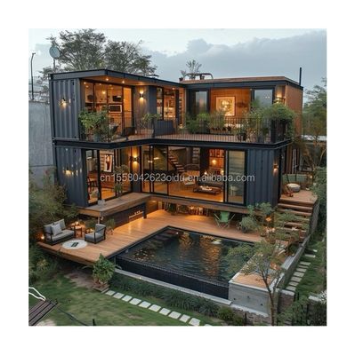 50/75/100mm Wave Sandwich Panel Wall UE Moderno Design Struttura in acciaio Edificio per alberghi in legno o Mobile Little House Casa prefabbricata
