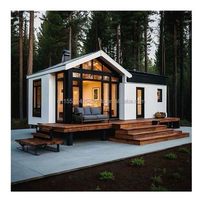 50/75/100mm Wave Sandwich Panel Wall UE Moderno Design Struttura in acciaio Edificio per alberghi in legno o Mobile Little House Casa prefabbricata