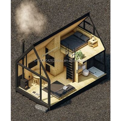 Villa prefabbricata a due piani, installata rapidamente, con telaio A e contenitore triangolare in tubi quadrati di acciaio galvanizzato