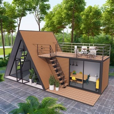 Finestre in lega di alluminio Luxury Moderna Villa a quadrato A a basso livello Modulare prefabbricato con isolamento termico Piccola casa triangolare per appartamento