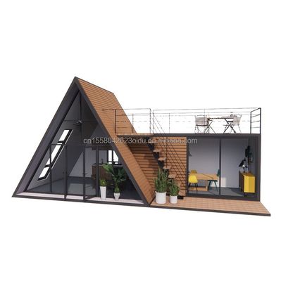 Finestre in lega di alluminio Luxury Moderna Villa a quadrato A a basso livello Modulare prefabbricato con isolamento termico Piccola casa triangolare per appartamento