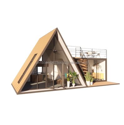Finestre in lega di alluminio Luxury Moderna Villa a quadrato A a basso livello Modulare prefabbricato con isolamento termico Piccola casa triangolare per appartamento
