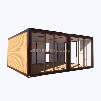 Casa di contenitori in legno di lusso personalizzabile Moderno design Acciaio Prefabbricato Esterno 20ft 40ft Contenitore espandibile