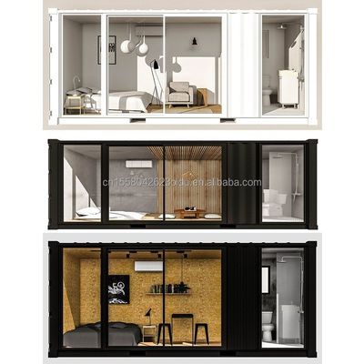 Contenitore esterno di design moderno espandibile Casa struttura in legno prefabbricata Grande camera solare in vetro per famiglie Hotel per coppie