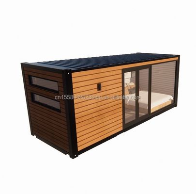 Contenitore esterno di design moderno espandibile Casa struttura in legno prefabbricata Grande camera solare in vetro per famiglie Hotel per coppie