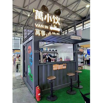10ft Mini Pop Up Shop Contenitore Casa Ristorante Negozio di Strada Cibo Chiosco Contenitore con tubi quadrati in acciaio galvanizzato