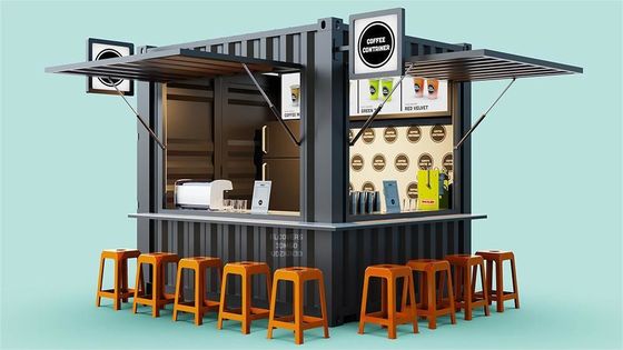 Struttura principale tubi quadrati in acciaio galvanizzato bar mobili da 10 piedi negozio di caffè per contenitori da 20 piedi negozio di caffè giardino