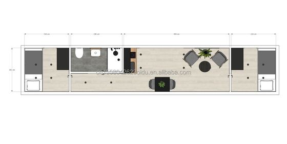 Container di spedizione modificato da 40 piedi con 2 camere da letto e finestre in alluminio