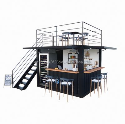10ft Mini Pop-up Shop Tubbi quadrati in acciaio galvanizzato Contenitore a due piani Pop-up Bar Contenitore per caffè