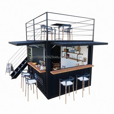 10ft Mini Pop-up Shop Tubbi quadrati in acciaio galvanizzato Contenitore a due piani Pop-up Bar Contenitore per caffè