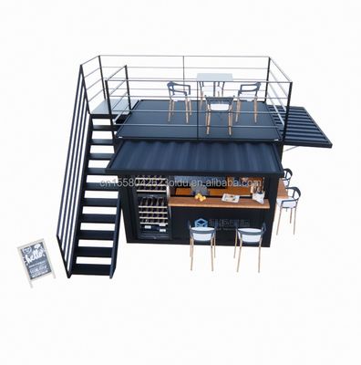 10ft Mini Pop-up Shop Tubbi quadrati in acciaio galvanizzato Contenitore a due piani Pop-up Bar Contenitore per caffè