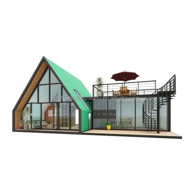 Villa Living o Hotel Elegante Residenziale Prefabbricato Container House con vetrate in lega di alluminio in Steel Triangle Design